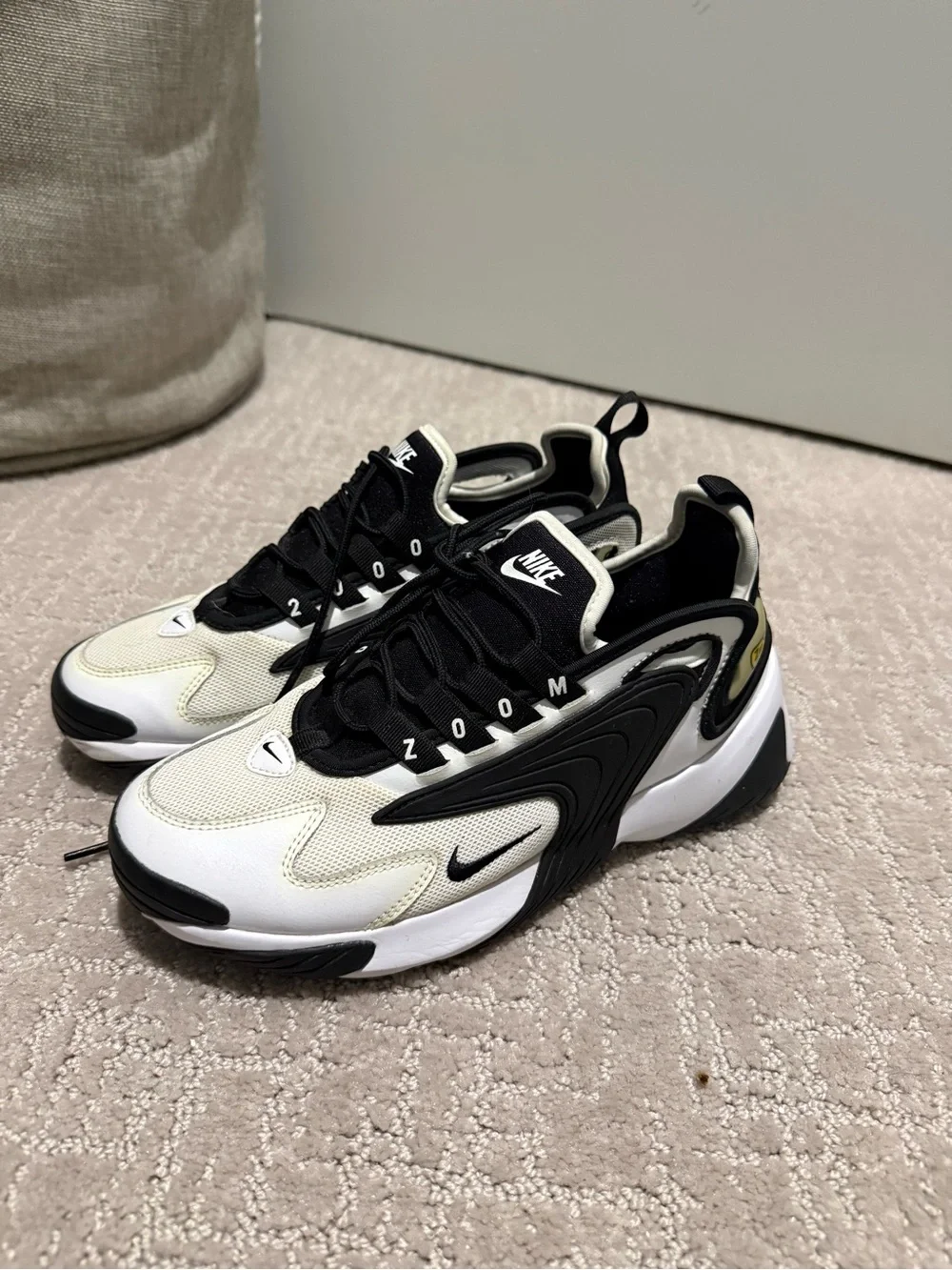 Nike Air Zoom Runner-Style Sneakers in Black and Cream